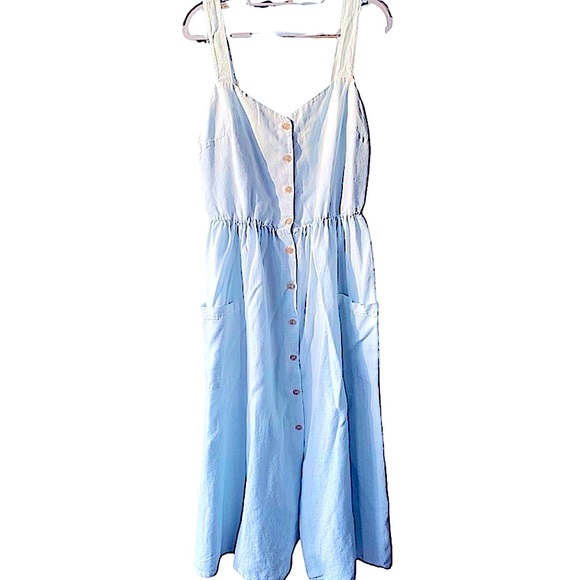 Anthropologie Bobo Choses Solid Button-Down Midi Dress in Blue. Size Small. NWOT - Picture 3 of 11